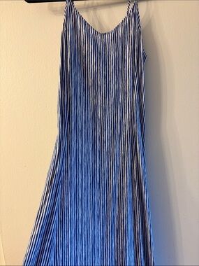 Old Navy Blue and White Striped Midi Dress